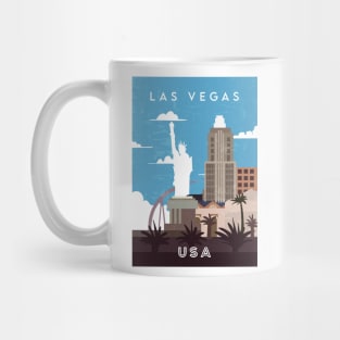 Las Vegas, USA. Retro travel poster Mug